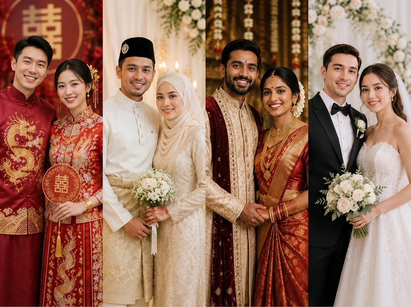 A wedding couple sharing a beautiful moment together